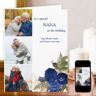 Nana Alles Gute zum Geburtstag 3 Foto Blaue Rosen Karte