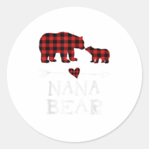 Nana Bear Christmas Pajama Red Kariert Bu Runder Aufkleber