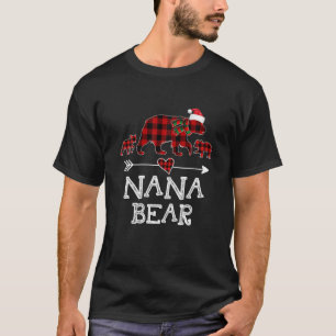 Nana Bear Christmas Pajama Red Kariert Buffalo T-Shirt