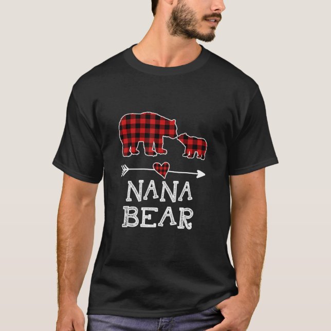 Nana Bear Christmas Pajama Roter Kariert Buffalo F T-Shirt (Vorderseite)