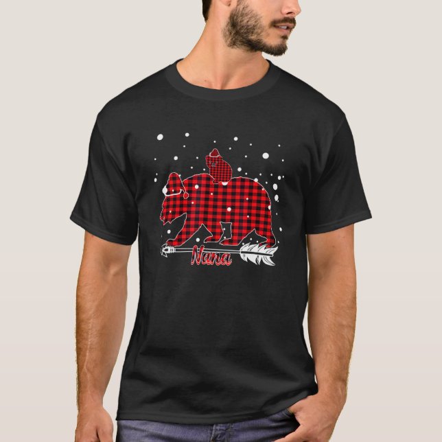 Nana Bear Weihnachtsmannmütze Matching Family Red  T-Shirt (Vorderseite)