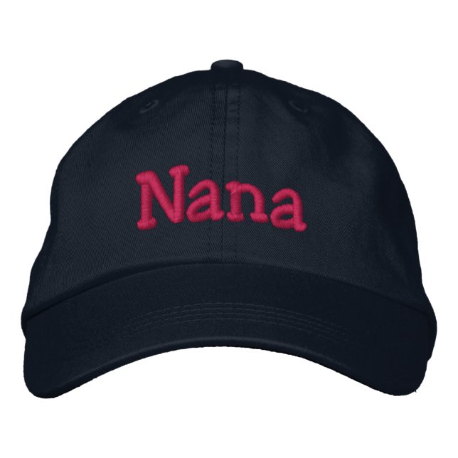 Nana bestickt Baseball Cap Navy Hot Pink Bestickte Baseballkappe (Vorderseite)