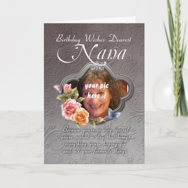 Nana Birthday Card - Birthday your photograph here Karte (Vorderseite)