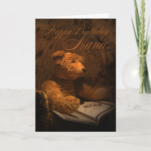 Nana Birthday Card mit Teddybären, die ein Buch le Karte
