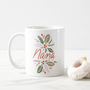 Nana Bright Holly Christmas Red Script Kaffeetasse