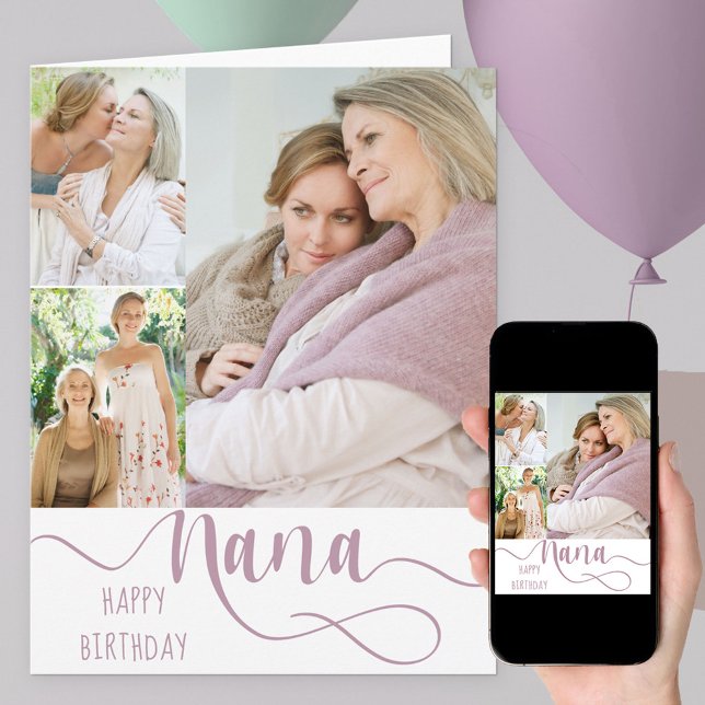 Nana Calligraphy 3 Foto Happy Birthday Karte (Von Creator hochgeladen)