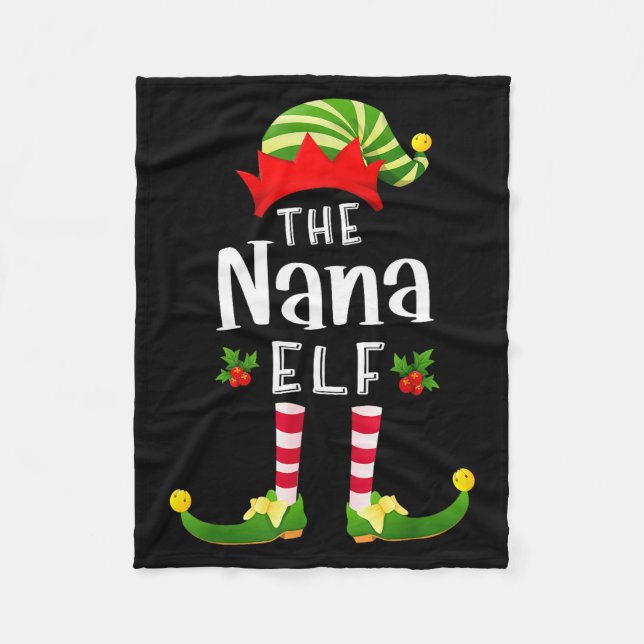 Nana Christmas Elf Matching Pajama X-mas Party  Fleecedecke (Vorderseite)