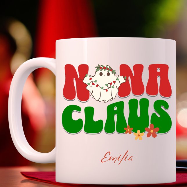 Nana Claus Christmas Custom Granny Name Retro Nied Tasse (Von Creator hochgeladen)