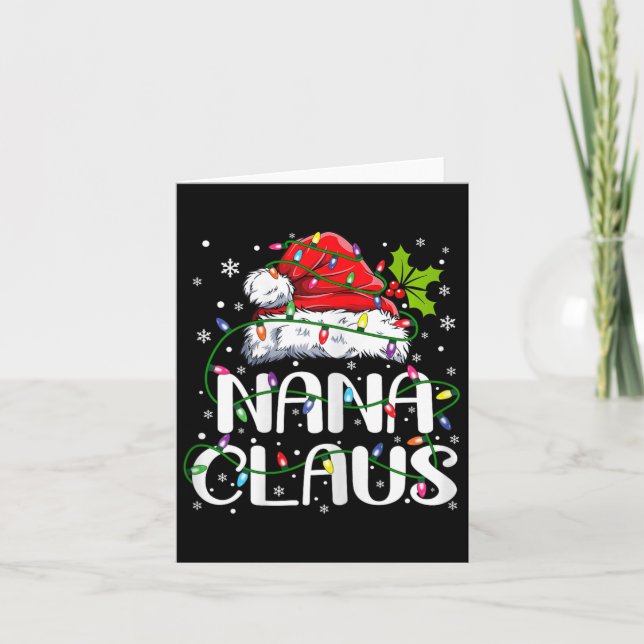 Nana Claus Christmas Lights Pajama Familie Matchin Karte (Vorderseite)
