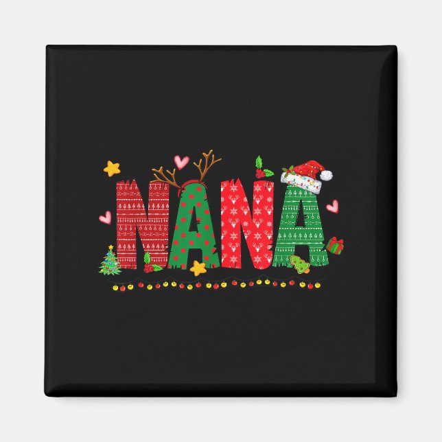 Nana Claus Christmas Lights Pajama Family Matching Magnet (Vorne)