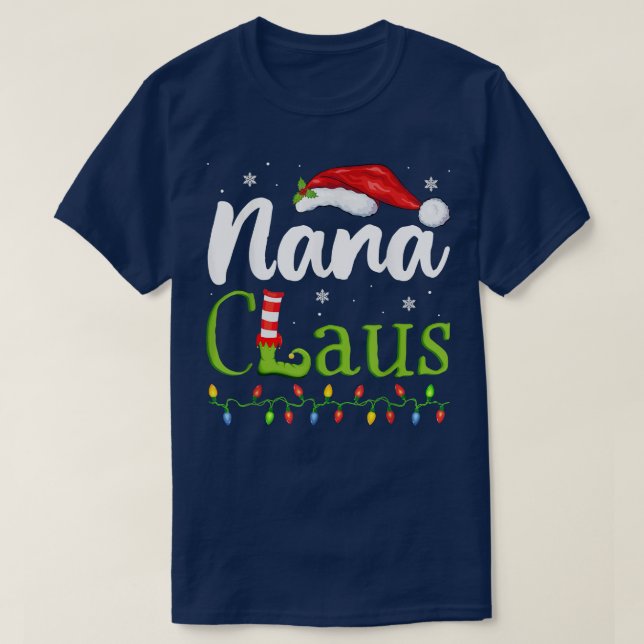 Nana Claus Funny Grandma Santa Pajamas Weihnachten T-Shirt (Design vorne)