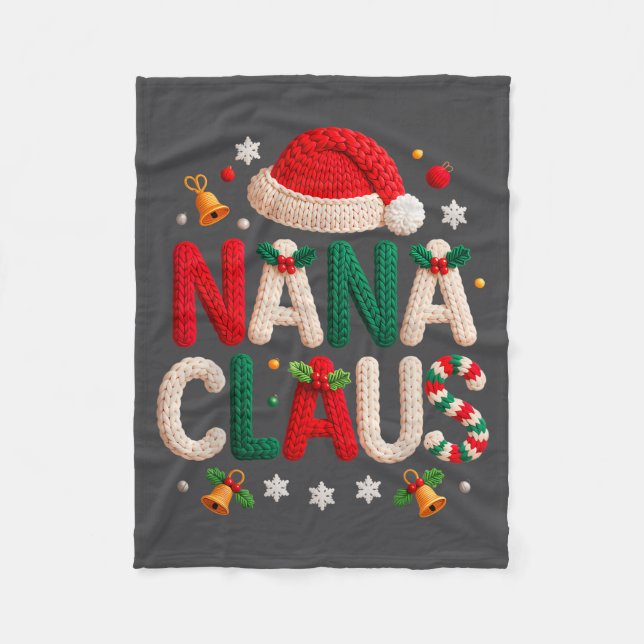 Nana Claus Knitted Design Grandma Pajama Family Ma Fleecedecke (Vorderseite)