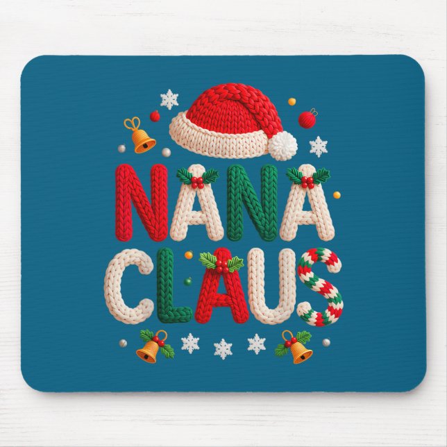 Nana Claus Knitted Design Grandma Pajama Family Ma Mousepad (Vorne)