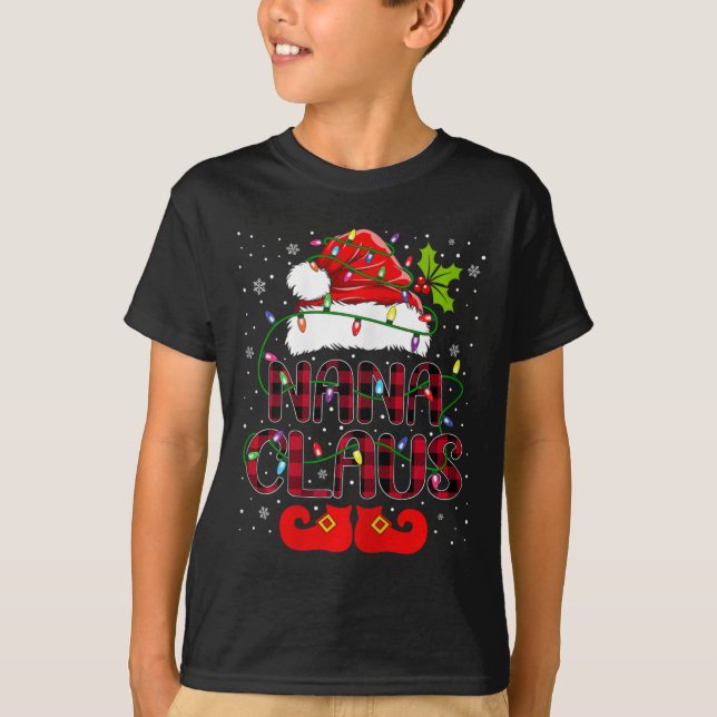 Nana Claus Merry Christmas Buffalo Karierte Weihna T-Shirt (Vorderseite)