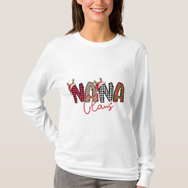 Nana Claus Retro-Weihnachtsdesign-T-Shirt T-Shirt (Vorderseite)