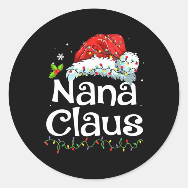 Nana Claus Shirt Weihnachten Pajama Familie passen Runder Aufkleber (Vorderseite)