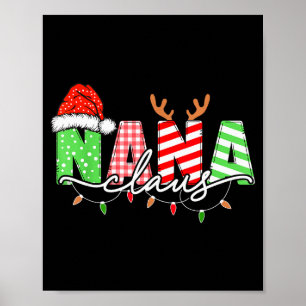 Nana Claus Weihnachten Lichter Pyjama Familienmatt Poster