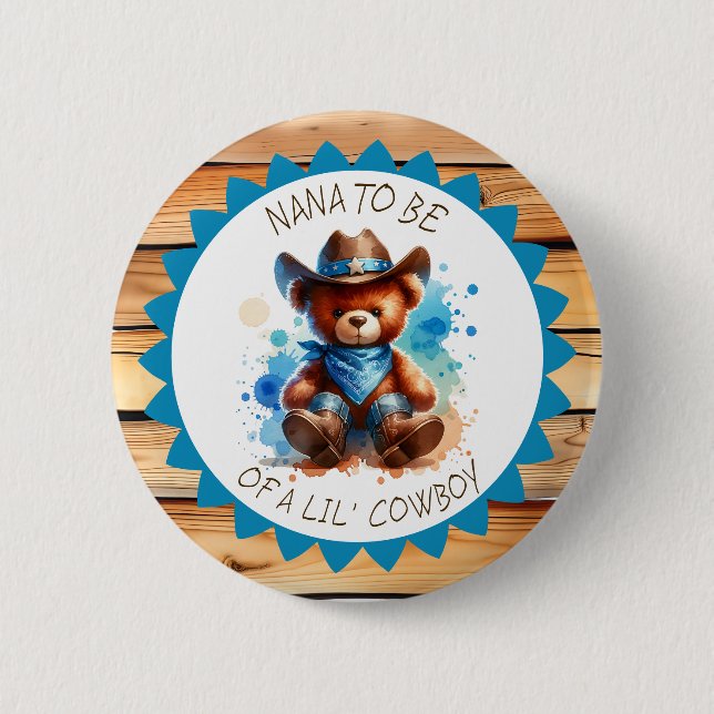 Nana | Cowboy Teddy Bear Babydusche Button (Vorderseite)