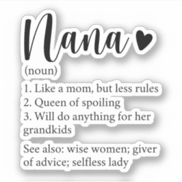 Nana Definition, Geschenk für Großmutter Aufkleber