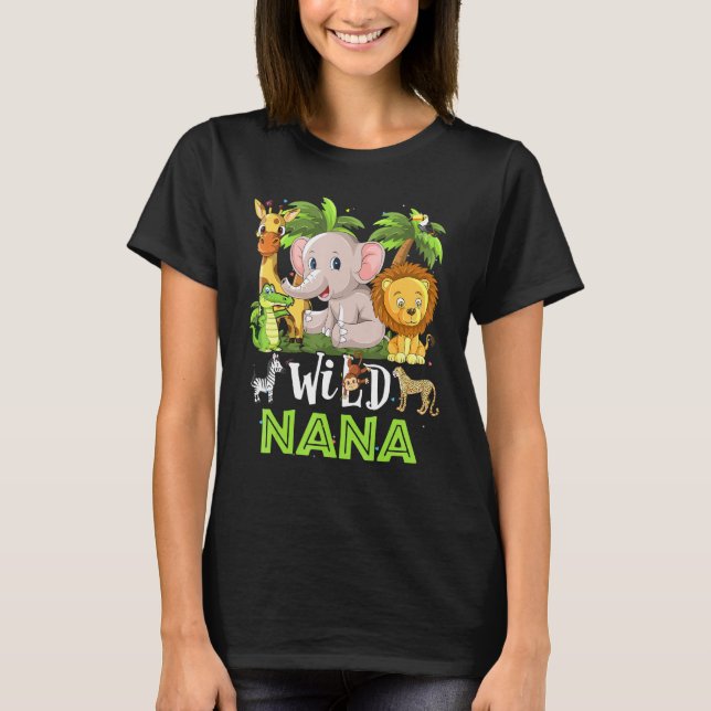 Nana des wilden Zoo Birthday Safari Jungle Animal T-Shirt (Vorderseite)