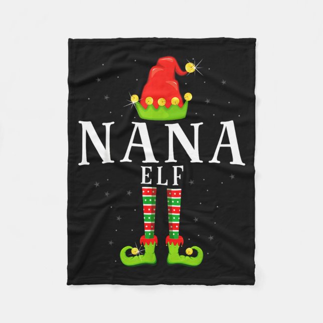 Nana Elf Christmas Matching Xmas Pajama  Fleecedecke (Vorderseite)