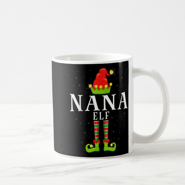 Nana Elf Christmas Matching Xmas Pajama  Kaffeetasse (Rechts)