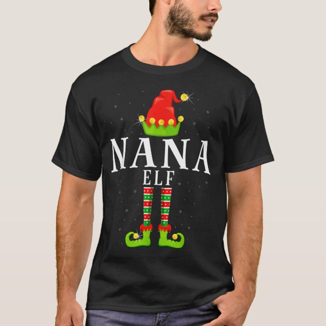 Nana Elf Christmas Matching Xmas Pajama  T-Shirt (Vorderseite)