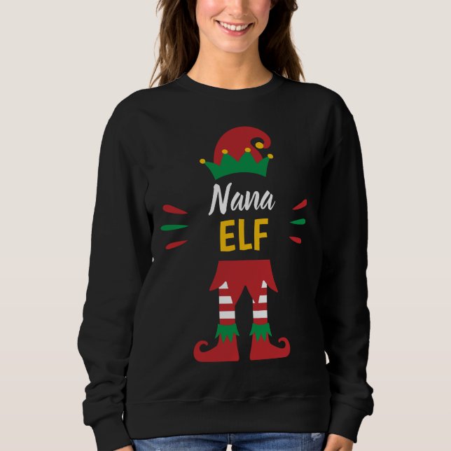 Nana Elf | Familienweihnachtspassende Weihnachten Sweatshirt (Vorderseite)