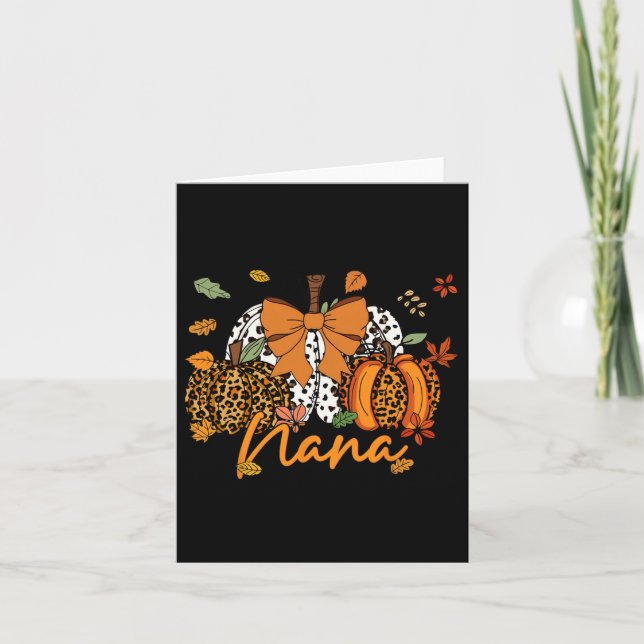 Nana Erntedank Leopard Pumpkin Coquette Bow Mama Karte (Vorderseite)