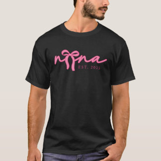 Nana Est 2025 Groovy Pink Coquette Bow Happy Mothe T-Shirt