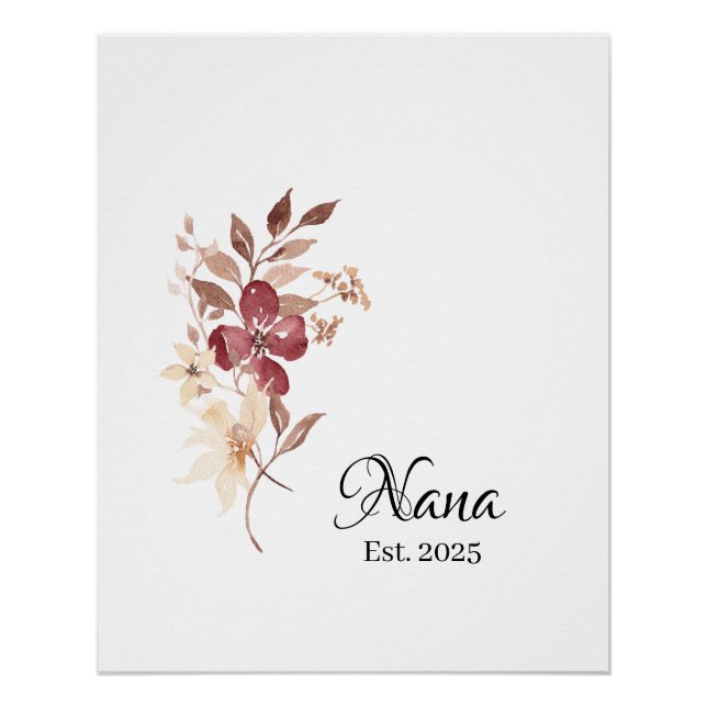 Nana Est. Year – New Grandma Milestone Poster (Vorderseite)