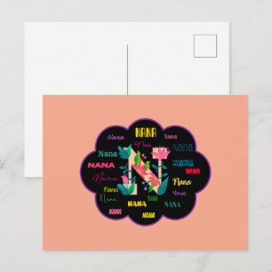 Nana Floral Blumen Name Initiale Postkarte