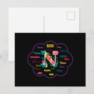 Nana Floral Blumen Name Initiale Postkarte