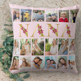 Nana Floral Letters 18 Vertikale FotoCollage Rosa Kissen