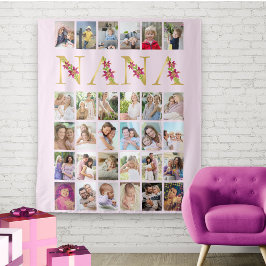 Nana Floral Letters 30 Vertikale FotoCollage Pink Wandteppich