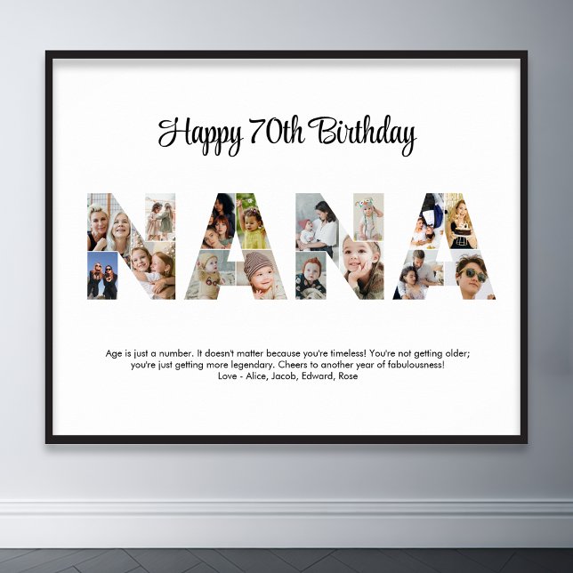 Nana Foto Collage Letter Cutout Oma Birthday Poster (nana grandma photo collage poster)