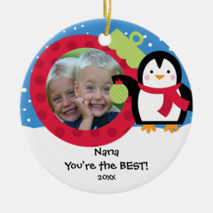 Nana-Fotopenguin-Weihnachtsverzierung Keramik Ornament