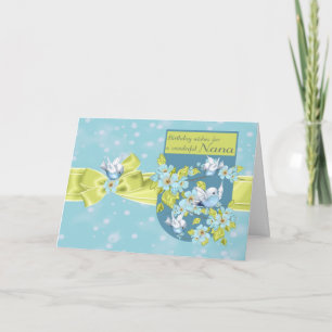 Nana, Geburtstagskarte mit Hübschen Vögeln Karte