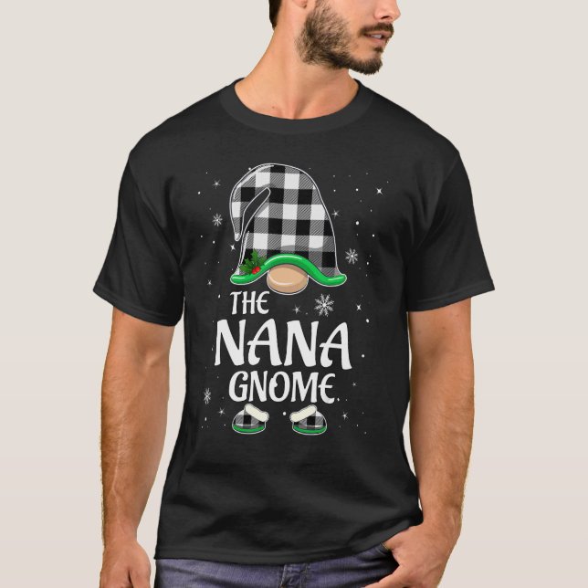 Nana Gnome Buffalo - Karierte Weihnachtsliegestühl T-Shirt (Vorderseite)