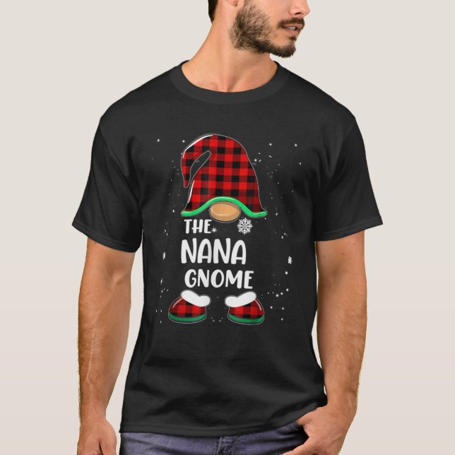 NaNa Gnome Buffalo Plaid Matching Christmas  T-Shirt (Vorderseite)