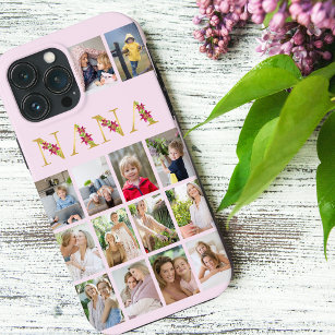 Nana Gold Blume Buchstaben 14 Vertikale FotoCollag Case-Mate iPhone Hülle