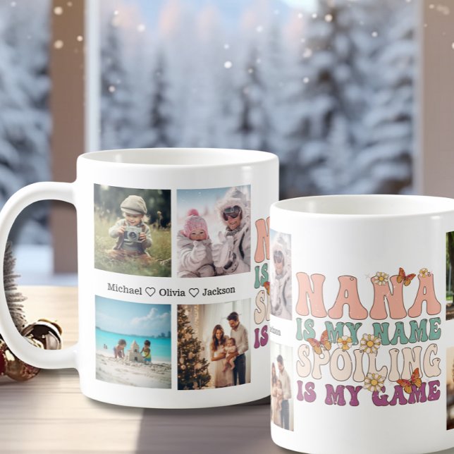 Nana Grandchildren Personalisiert 8 FotoCollage Kaffeetasse (Von Creator hochgeladen)