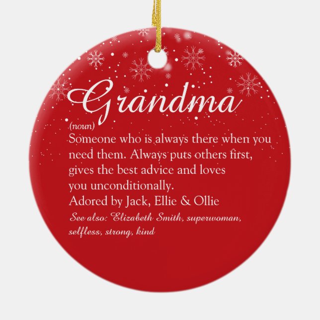 Nana Grandma Granny Definition Foto Weihnachten Keramik Ornament (Hinten)