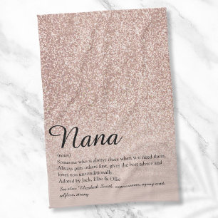 Nana Grandma Granny Definition Rose Gold Glitter Geschirrtuch