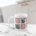 NANA Großmutter Foto Collage Tasse | ROSE<br><div class="desc">Passen Sie dieses niedliche Design der modernen Tasse an, um Ihre Lieblingsgroßmutter an diesem Muttertag, Weihnachten oder Geburtstag zu feiern! Das Design besteht aus abwechselnden Quadraten von Fotos und staubigen Rose-rosa Buchstabenblöcken, die "NANA" in modernen Serifenschriften mit einem weißen Herz auf dem letzten Platz buchstabieren. Fügen Sie fünf Ihrer beliebten...</div>