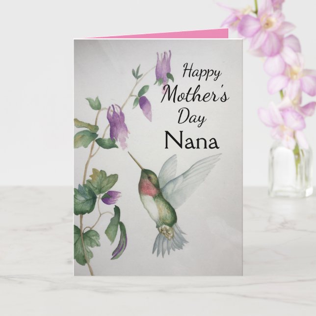 Nana Happy Mother's Day Hummingbird Card Karte (Orchidee)