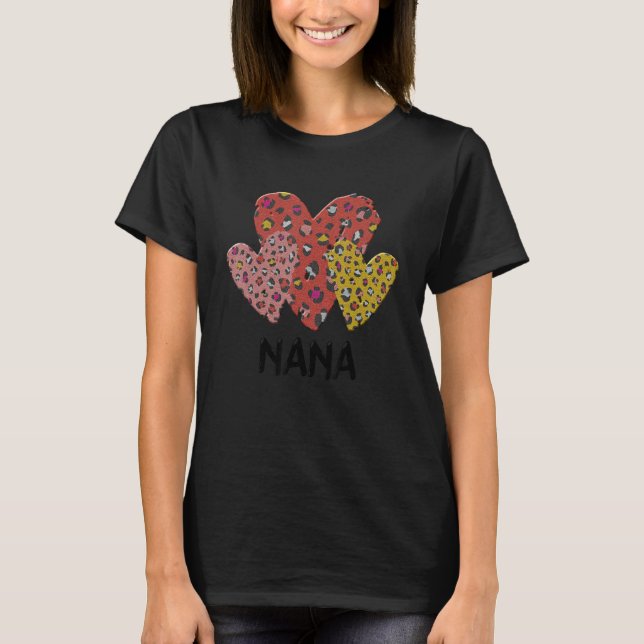 Nana Hearts Leopard Plaid Vlentines Day Boys Girls T-Shirt (Vorderseite)