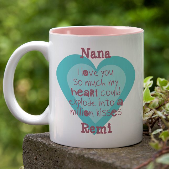 Nana I Liebe Sie so viel Türkis Blau Liebe Herz Zweifarbige Tasse (Von Creator hochgeladen)