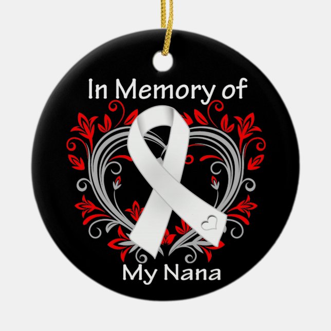 Nana - In Memory Lungenkrebs Herz Keramikornament (Vorne)