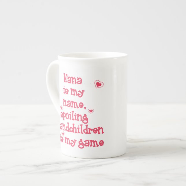Nana ist mein Name, der Großkinder verwöhnt Prozellantasse (Vorderseite Links)